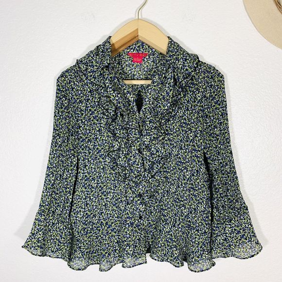 Sunny Leigh  ruffle button boho blouse size small women’s - Picture 1 of 12